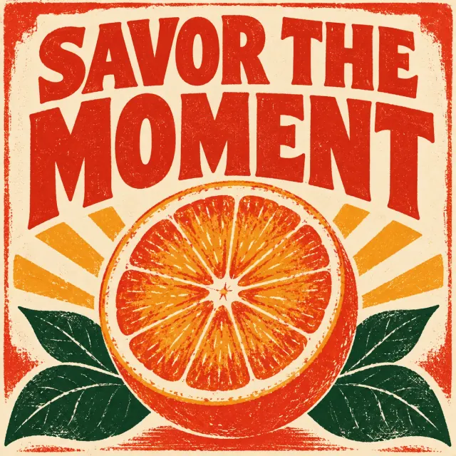 Poster reading Savor the Moment
